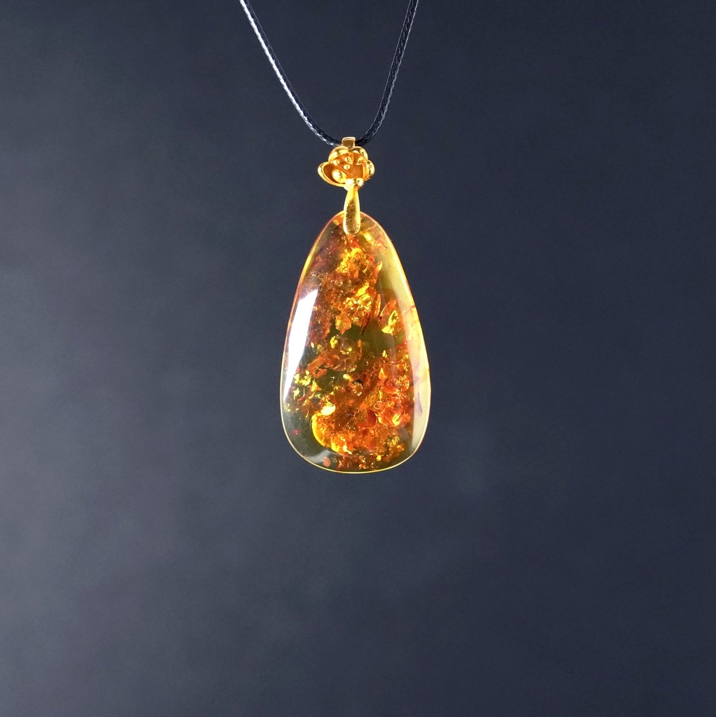 Certified Natural Amber Pendant – Golden Cognac Elegance