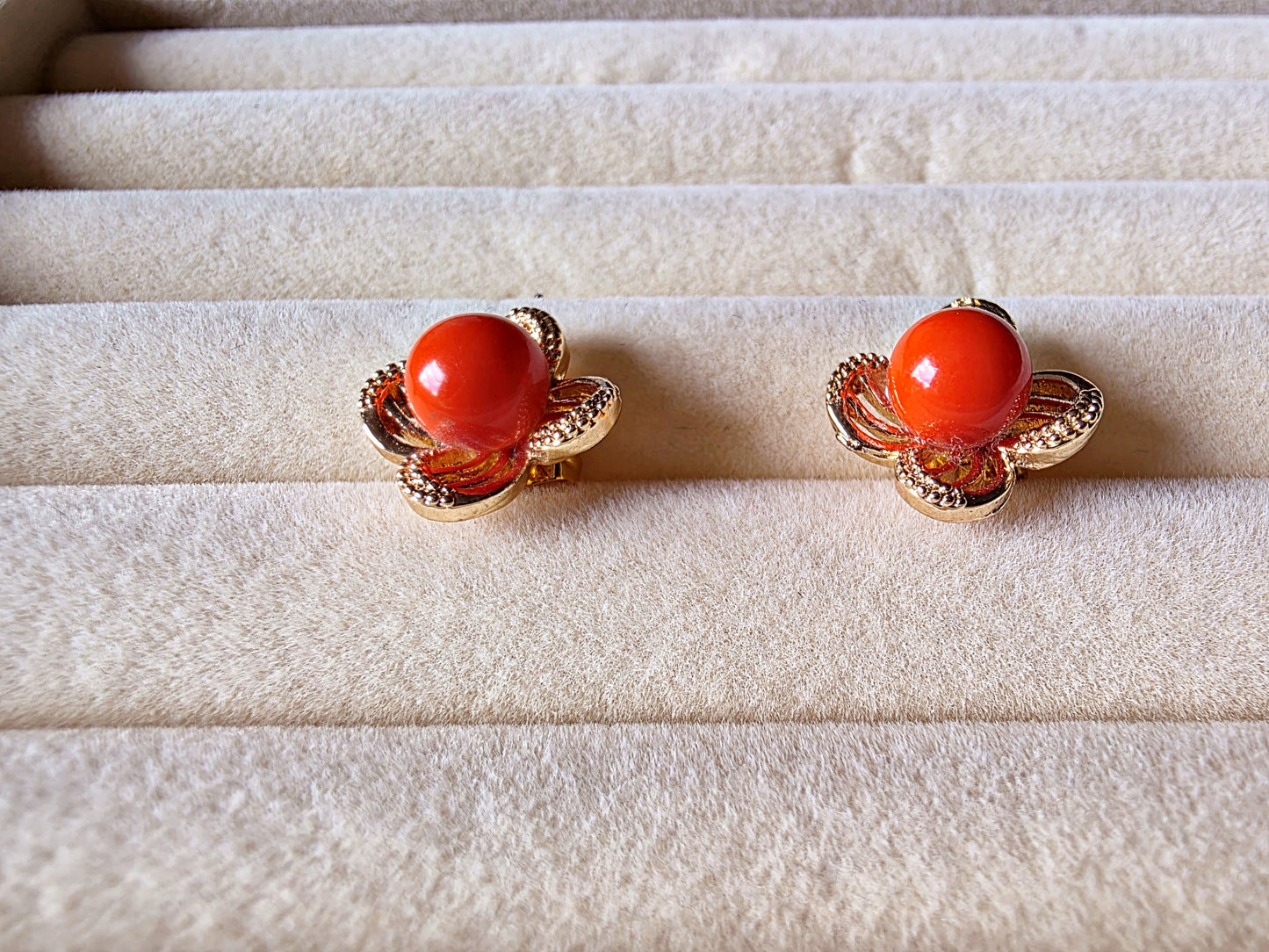 Coral Earring and Bracelet Set