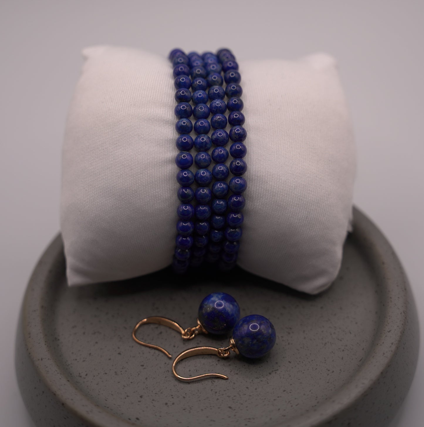Natural Lapis Lazuli 2- piece Set Bead Necklace and Bracelet