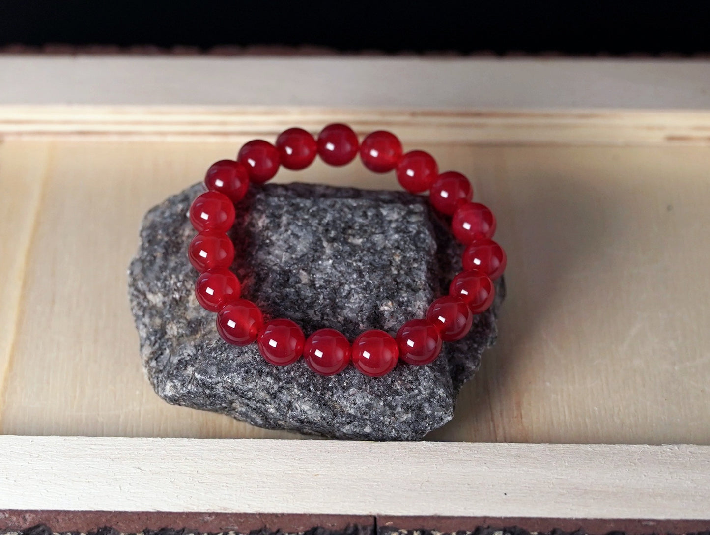 2-pc Set - Icy South Red Agate (Nanhong) - Bracelet and Necklace Bead