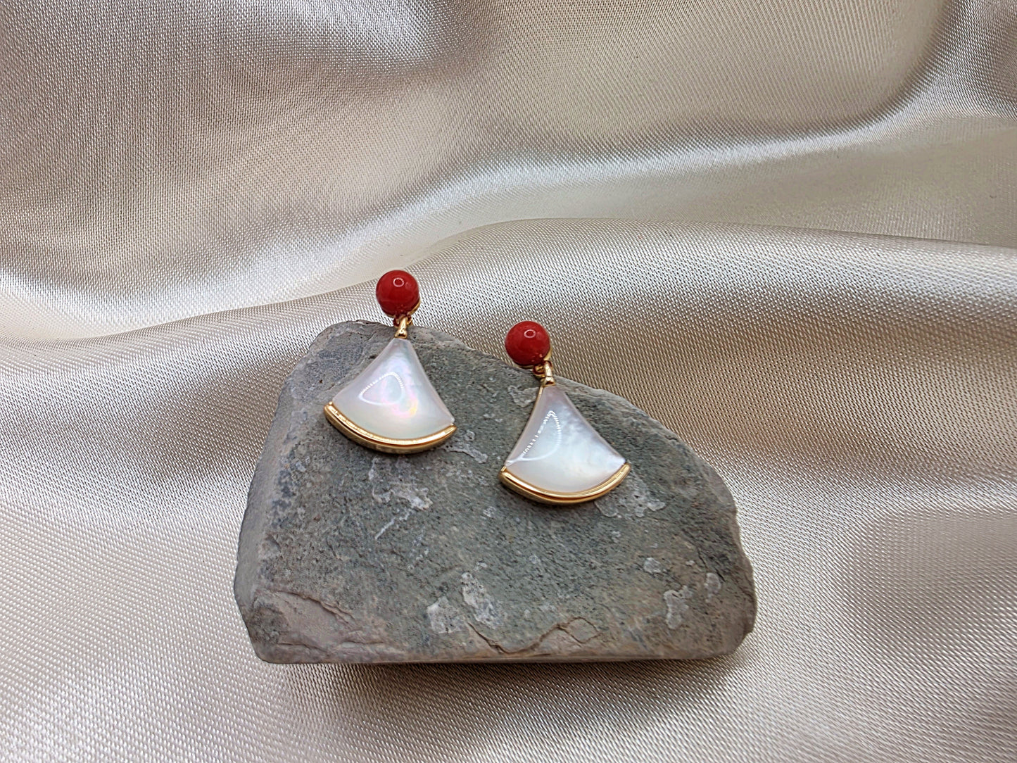 Mother-of-Pearl with Fiery Vibrance of Coral