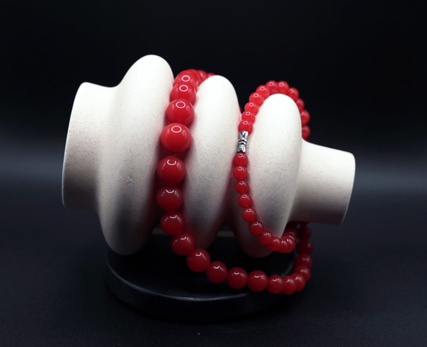 Natural South Red Agate Necklace – Polished Round Gemstone Beads, Healing Energy Jewelry