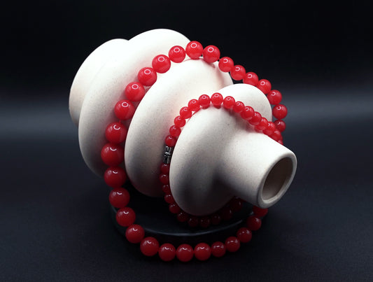 Natural South Red Agate Necklace – Polished Round Gemstone Beads, Healing Energy Jewelry