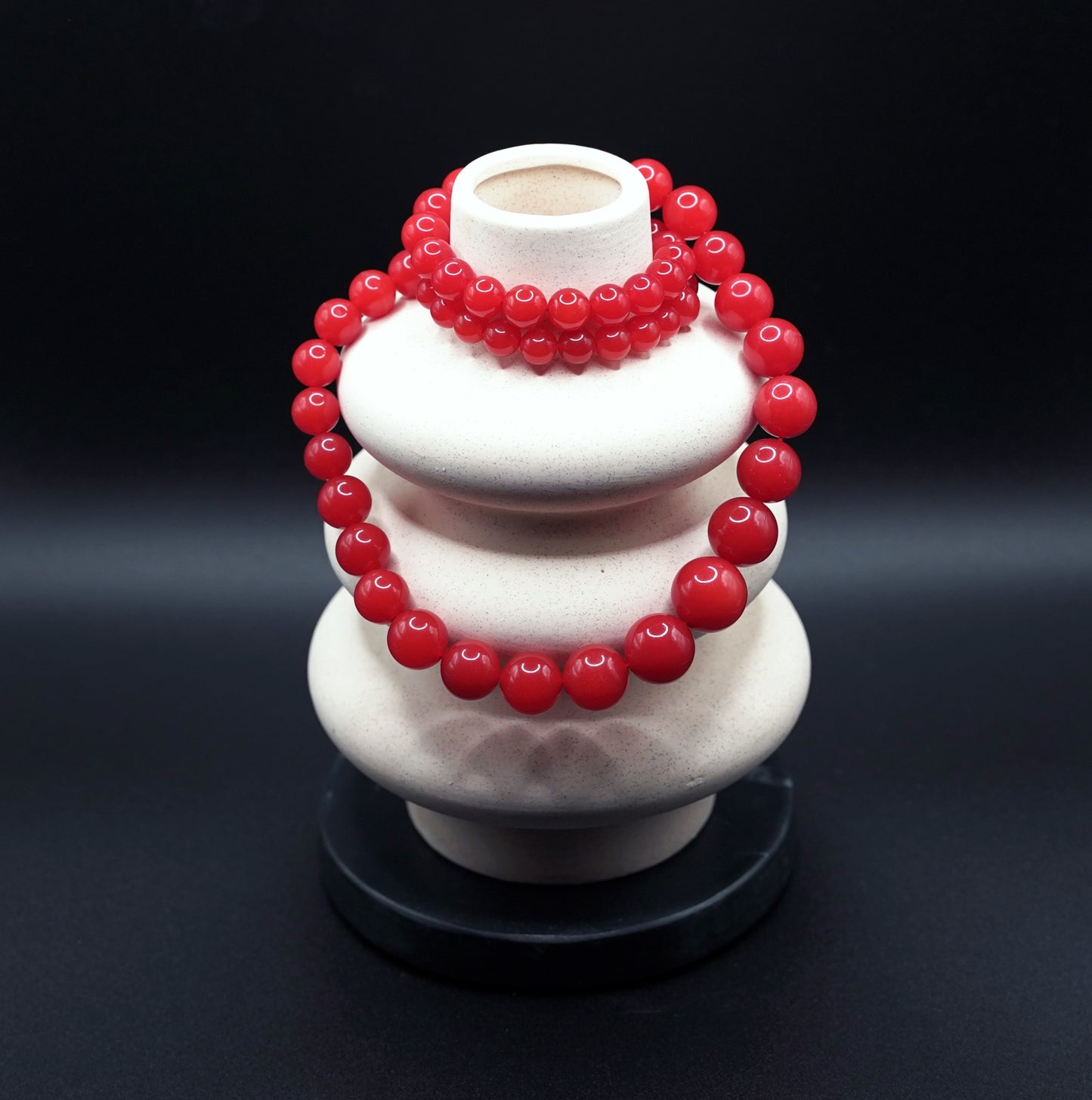 Natural South Red Agate Necklace – Polished Round Gemstone Beads, Healing Energy Jewelry