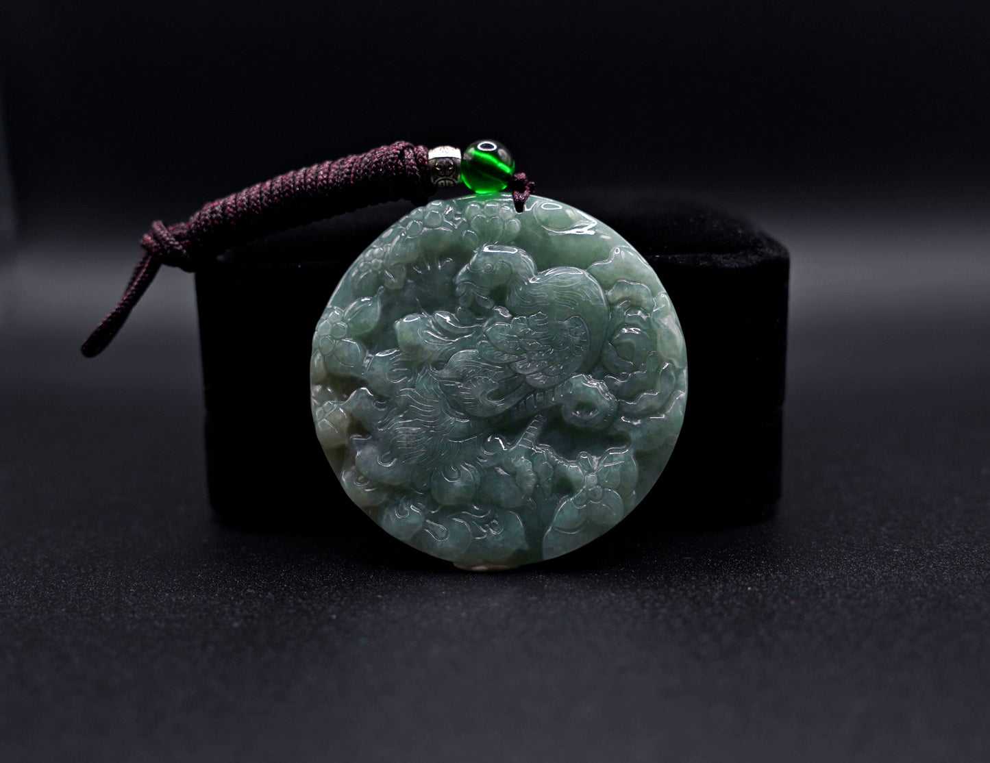 Phoenix Jadeite Pendant - Handcrafted Green Jadeite -  Symbol of Rebirth & Grace