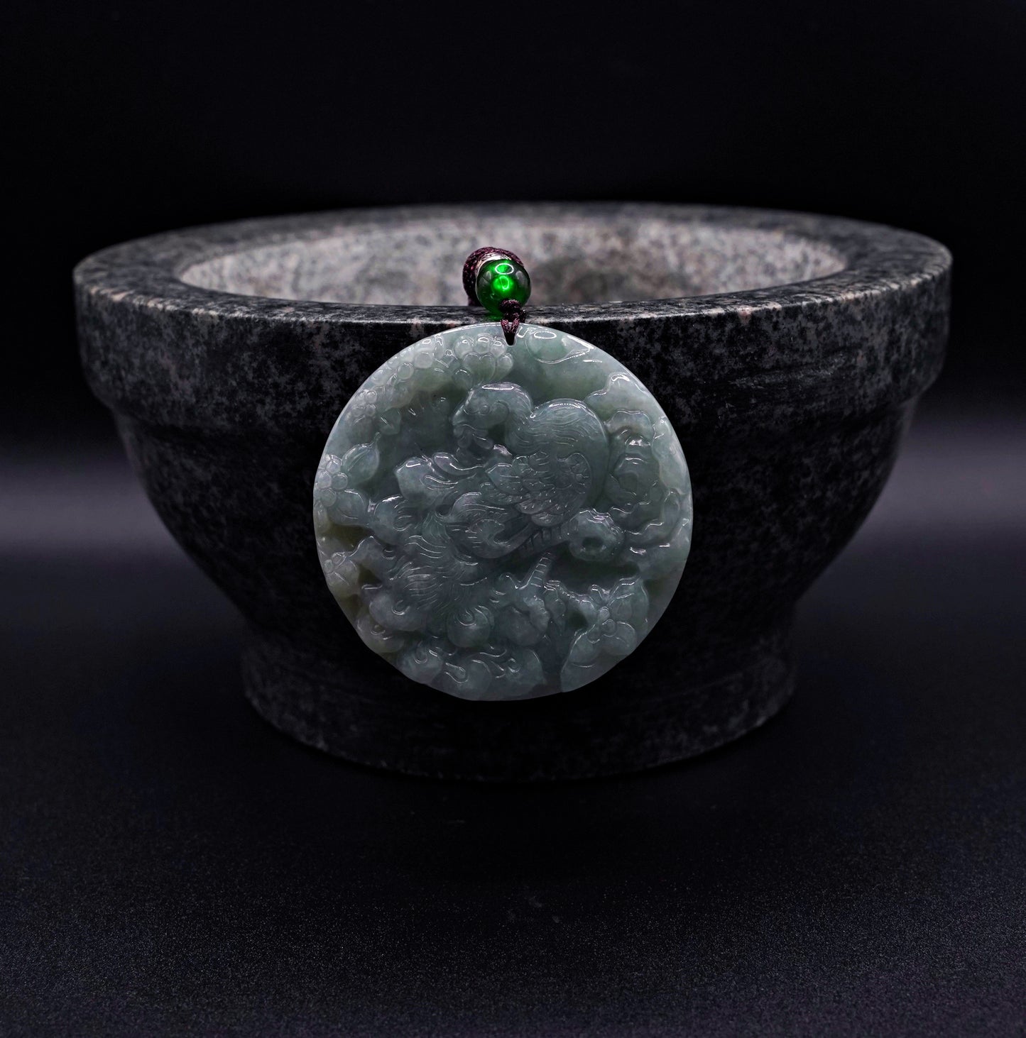 Phoenix Jadeite Pendant - Handcrafted Green Jadeite -  Symbol of Rebirth & Grace