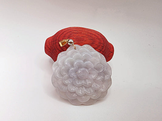 White Jadeite Flower Pendant  Hand-Carved  Elegant & Spiritual Jewelry