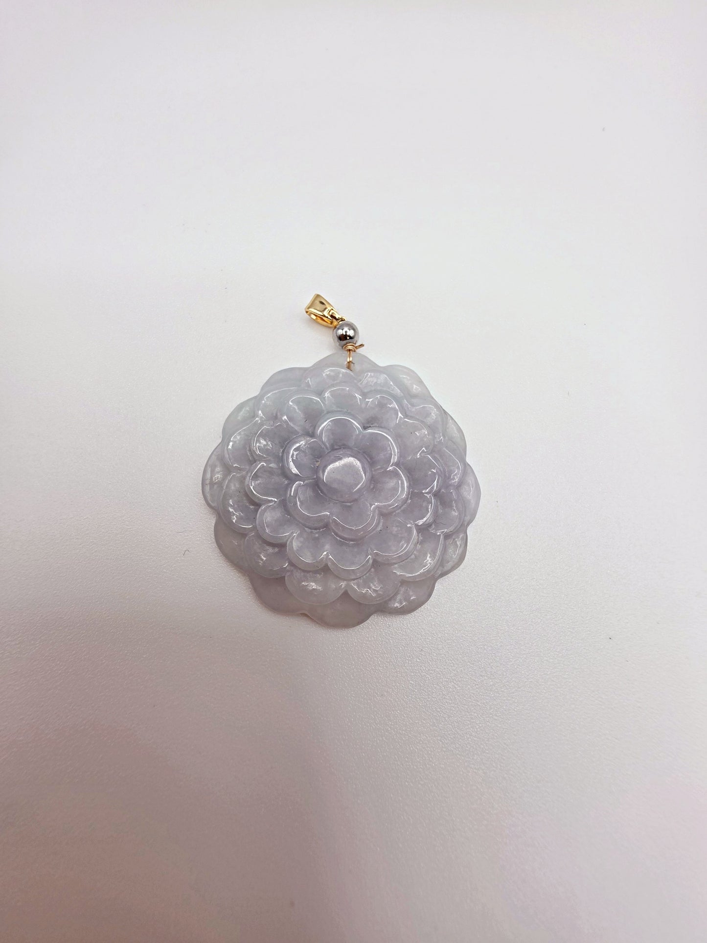 White Jadeite Flower Pendant  Hand-Carved  Elegant & Spiritual Jewelry