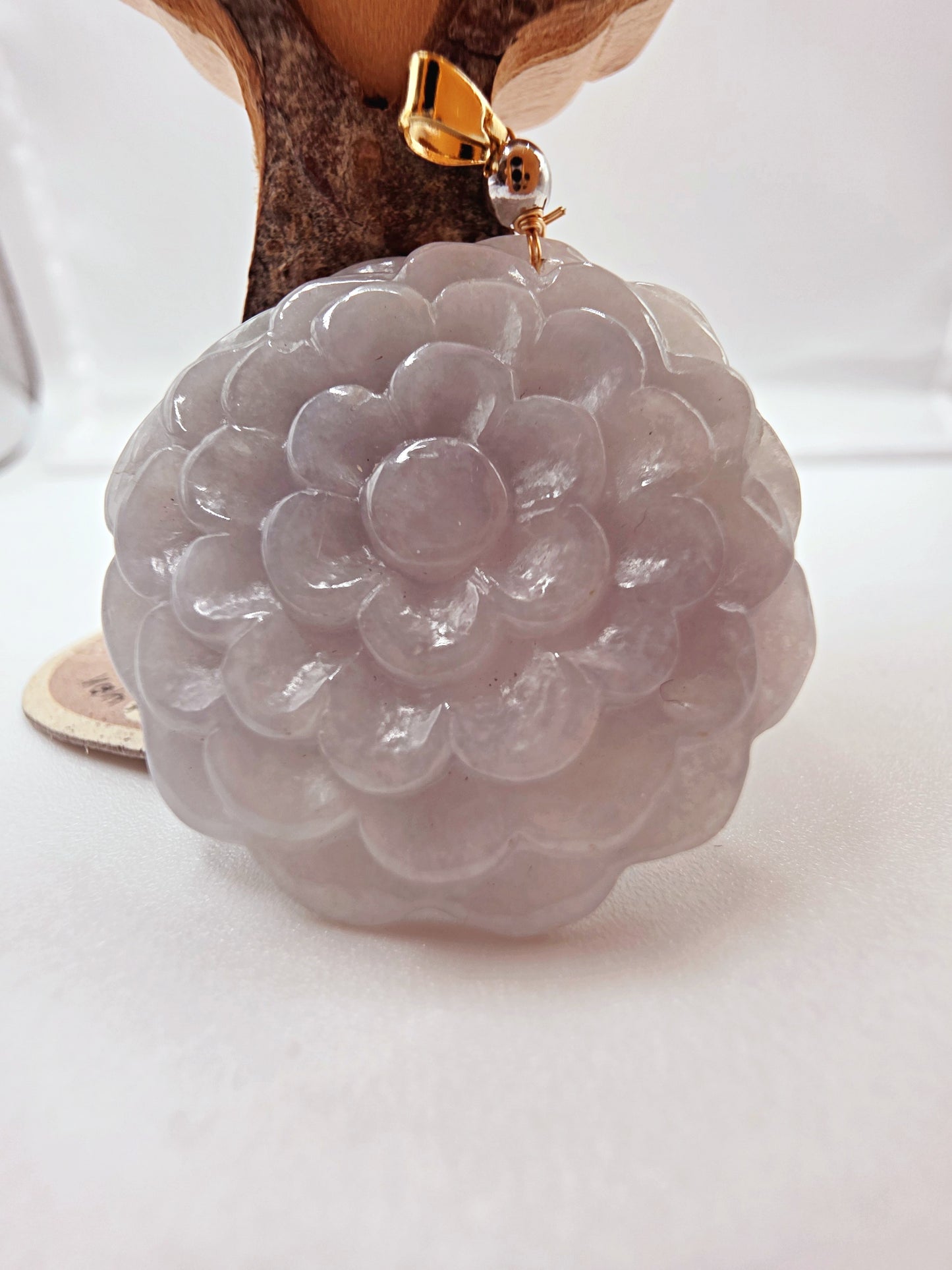 White Jadeite Flower Pendant  Hand-Carved  Elegant & Spiritual Jewelry
