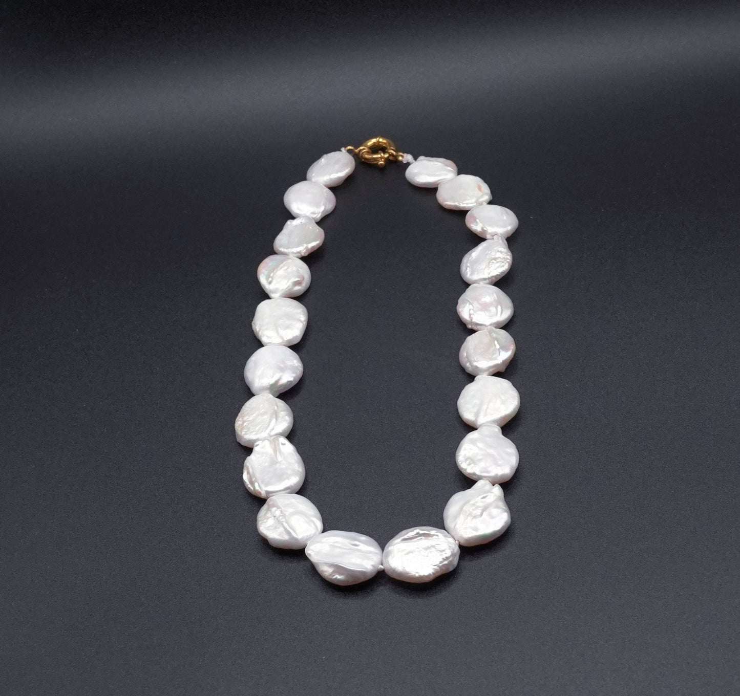 Pinkish-White Keshi Pearl Necklace -  Irregular Flat Pearls - Organic Luxury