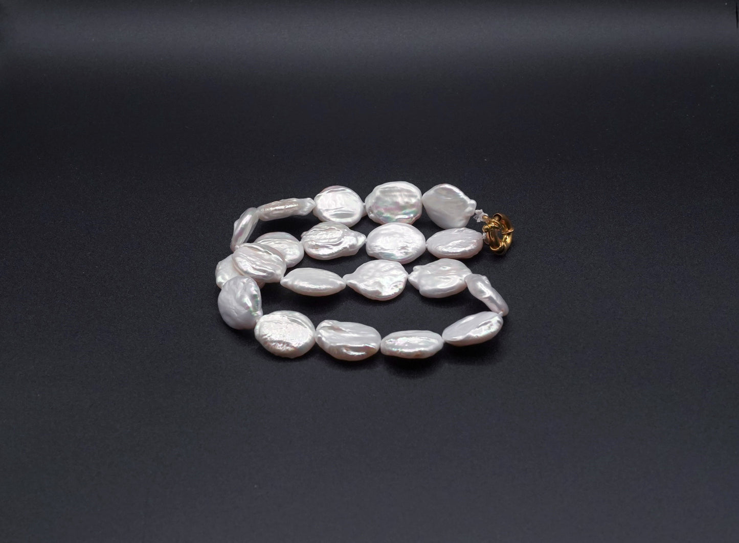 Pinkish-White Keshi Pearl Necklace -  Irregular Flat Pearls - Organic Luxury