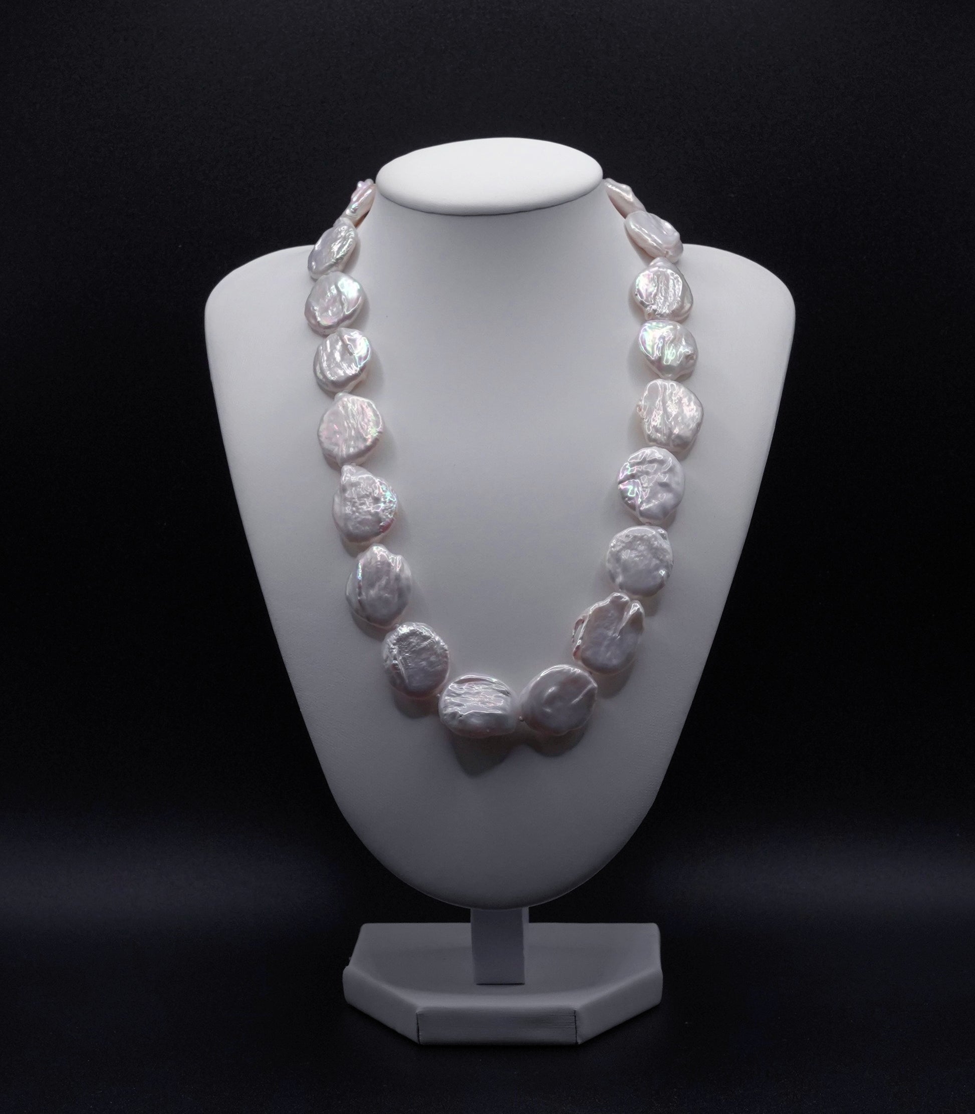 Pinkish-White Keshi Pearl Necklace  Irregular Flat Pearls  Organic Luxury