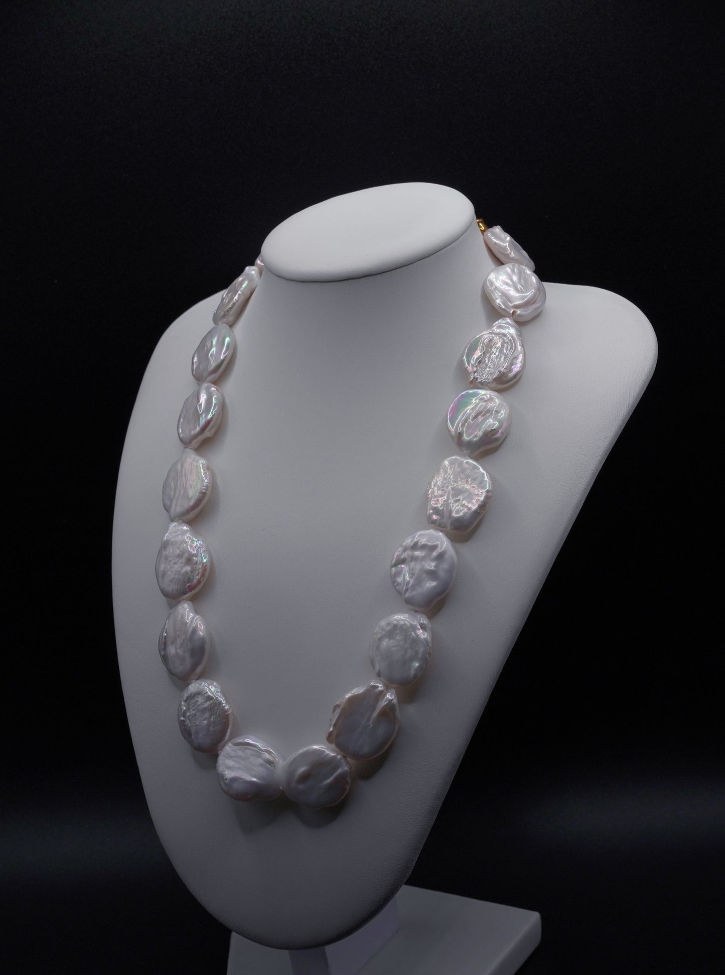 Pinkish-White Keshi Pearl Necklace -  Irregular Flat Pearls - Organic Luxury