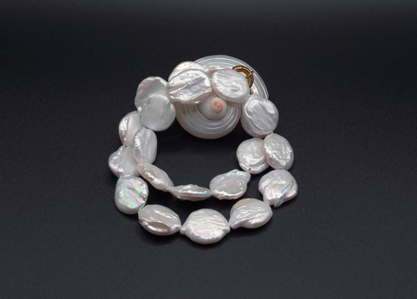 Pinkish-White Keshi Pearl Necklace -  Irregular Flat Pearls - Organic Luxury