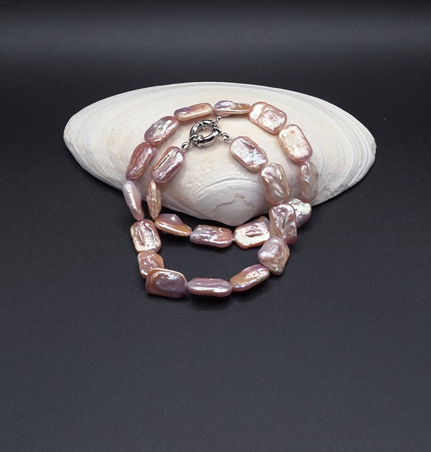 Shimmer Keshi Pearl Necklace - Irregular Baroque Pearls - Elegant Natural Jewelry