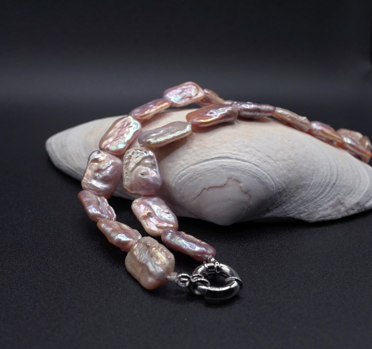 Shimmer Keshi Pearl Necklace - Irregular Baroque Pearls - Elegant Natural Jewelry