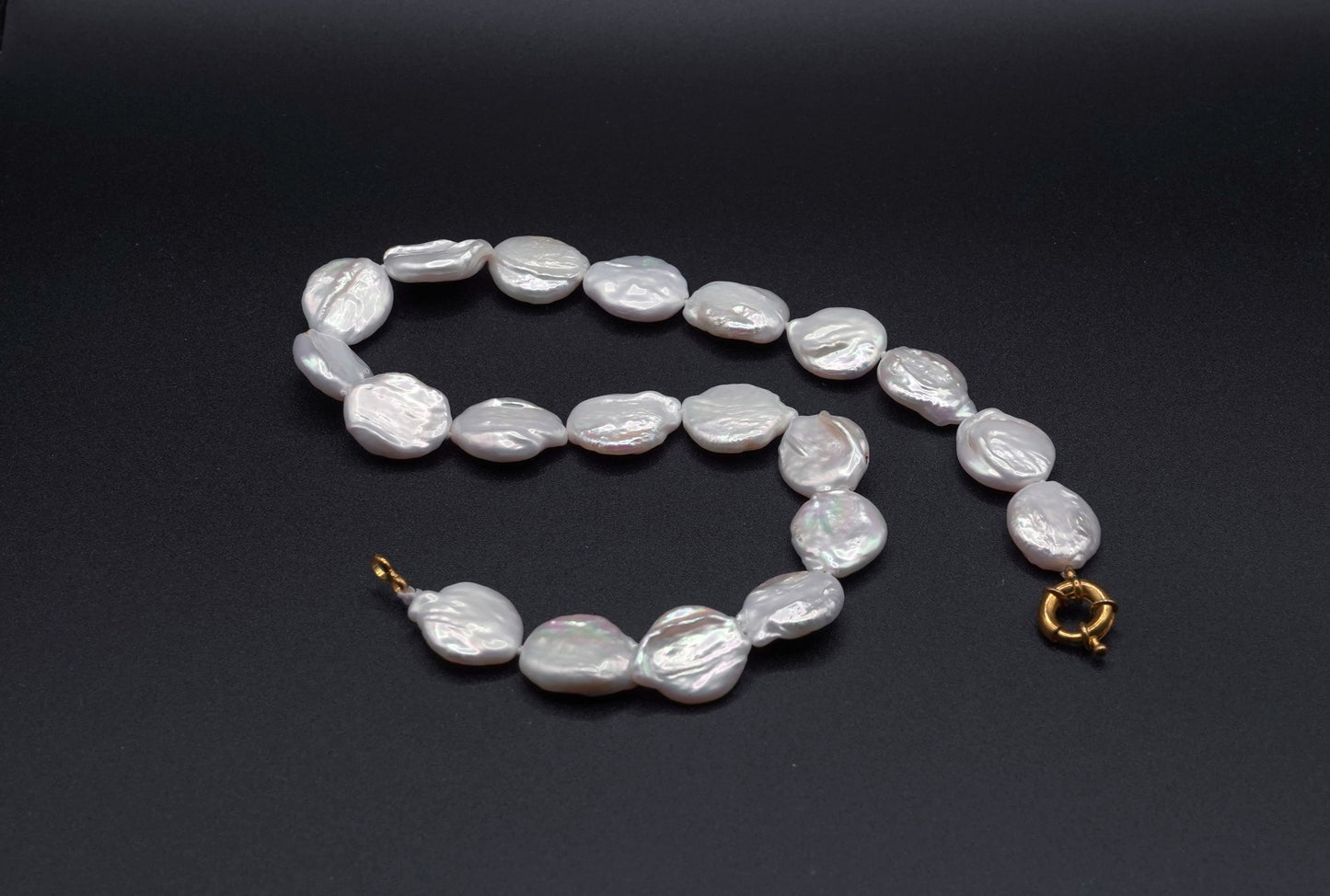 Pinkish-White Keshi Pearl Necklace -  Irregular Flat Pearls - Organic Luxury