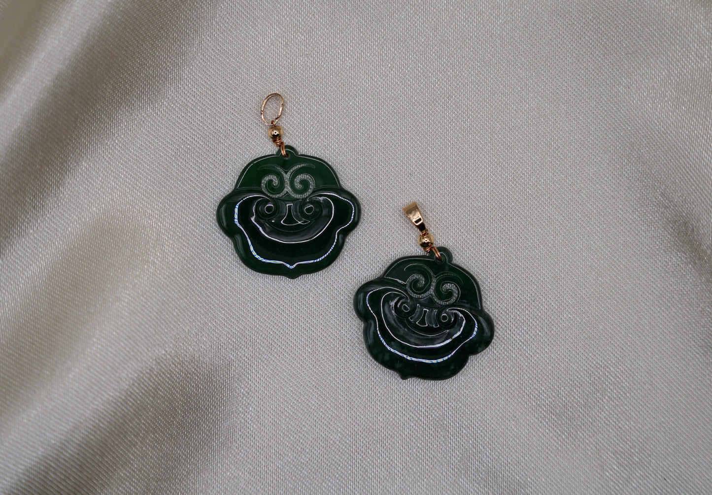 Twin Ruyi Guatemalan Jadeite Pendants