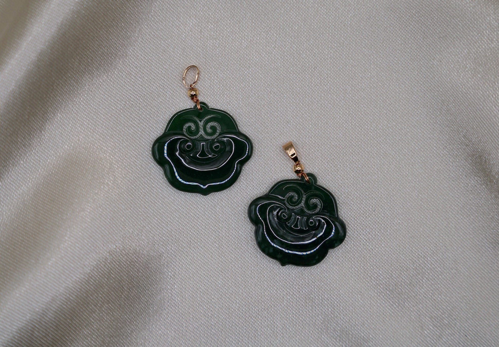 Twin Ruyi Guatemalan Jadeite Pendants