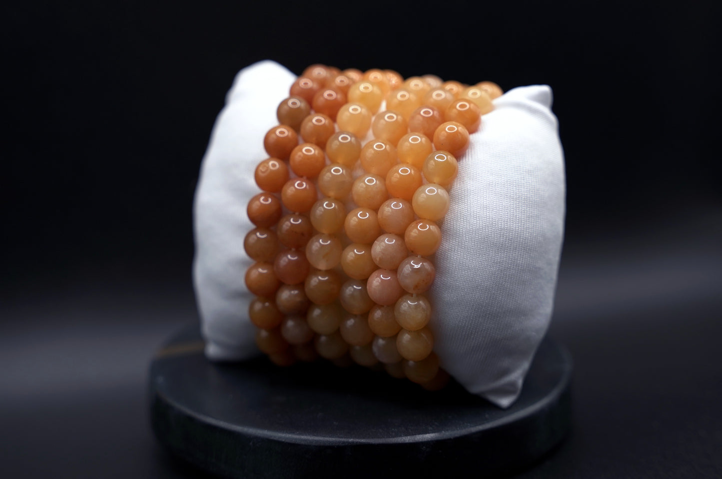 Natural Yellow Jade Bracelet Stack – Polished Round Beads, Healing Crystal Jewelry