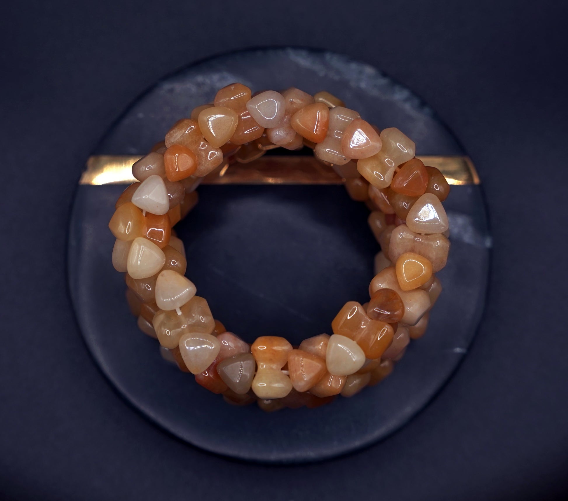 Stack of natural yellow jade nugget bead bracelets with polished finish, handmade healing crystal jewelry