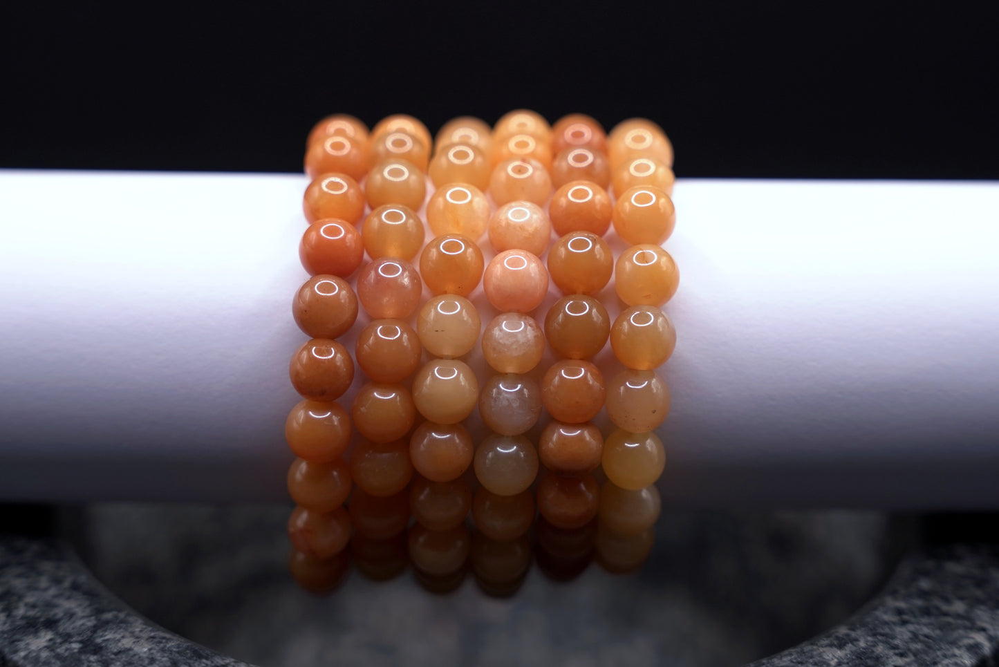 Natural Yellow Jade Bracelet Stack – Polished Round Beads, Healing Crystal Jewelry