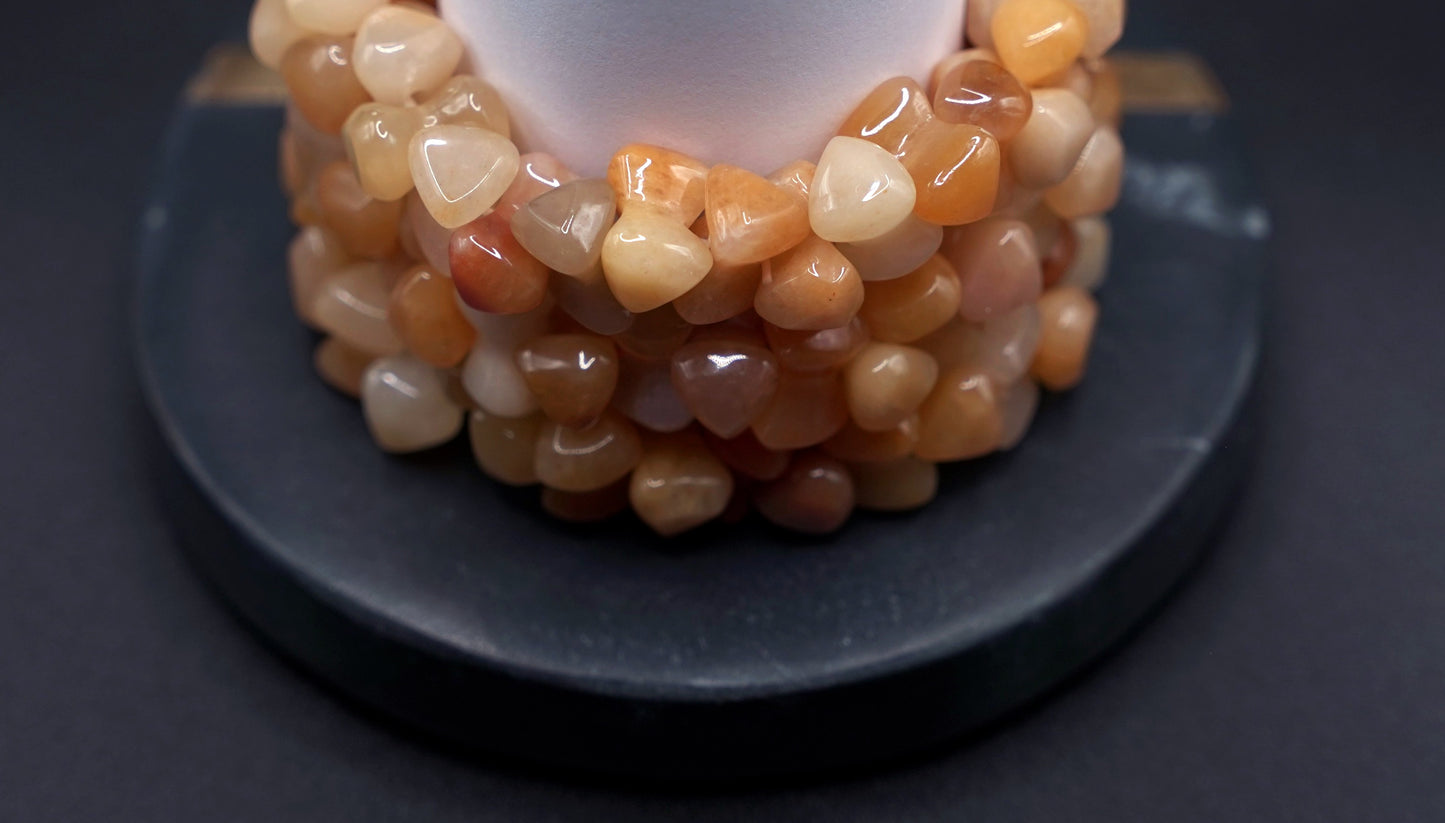 Natural Yellow Jade Bracelet Stack – Polished Gemstone Nugget Beads, Healing Crystal Jewelry