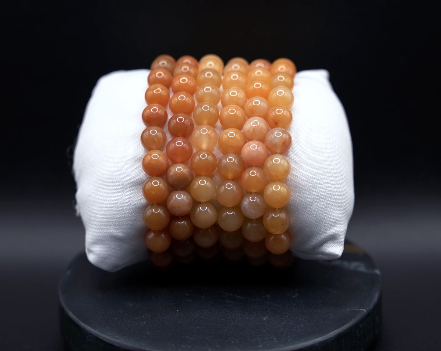 Natural Yellow Jade Bracelet Stack – Polished Round Beads, Healing Crystal Jewelry