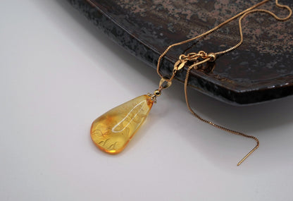 Certified Natural Amber Carving Pendant - Handcrafted  Burmese Fossil Resin Jewelry