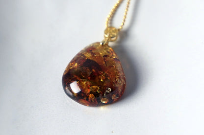 Burmese Amber Pendant – Natural Golden Resin Gemstone