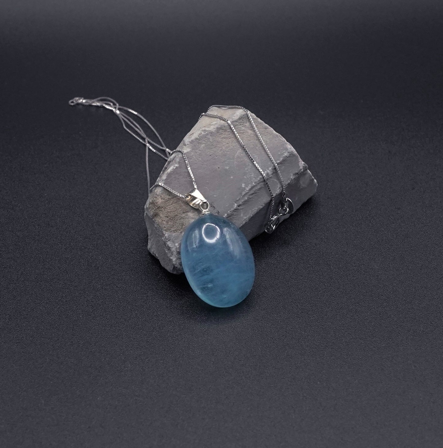 Certified Natural Aquamarine Pendant- S925 Silver – Oval Cut, Polished Finish, Collector Grade