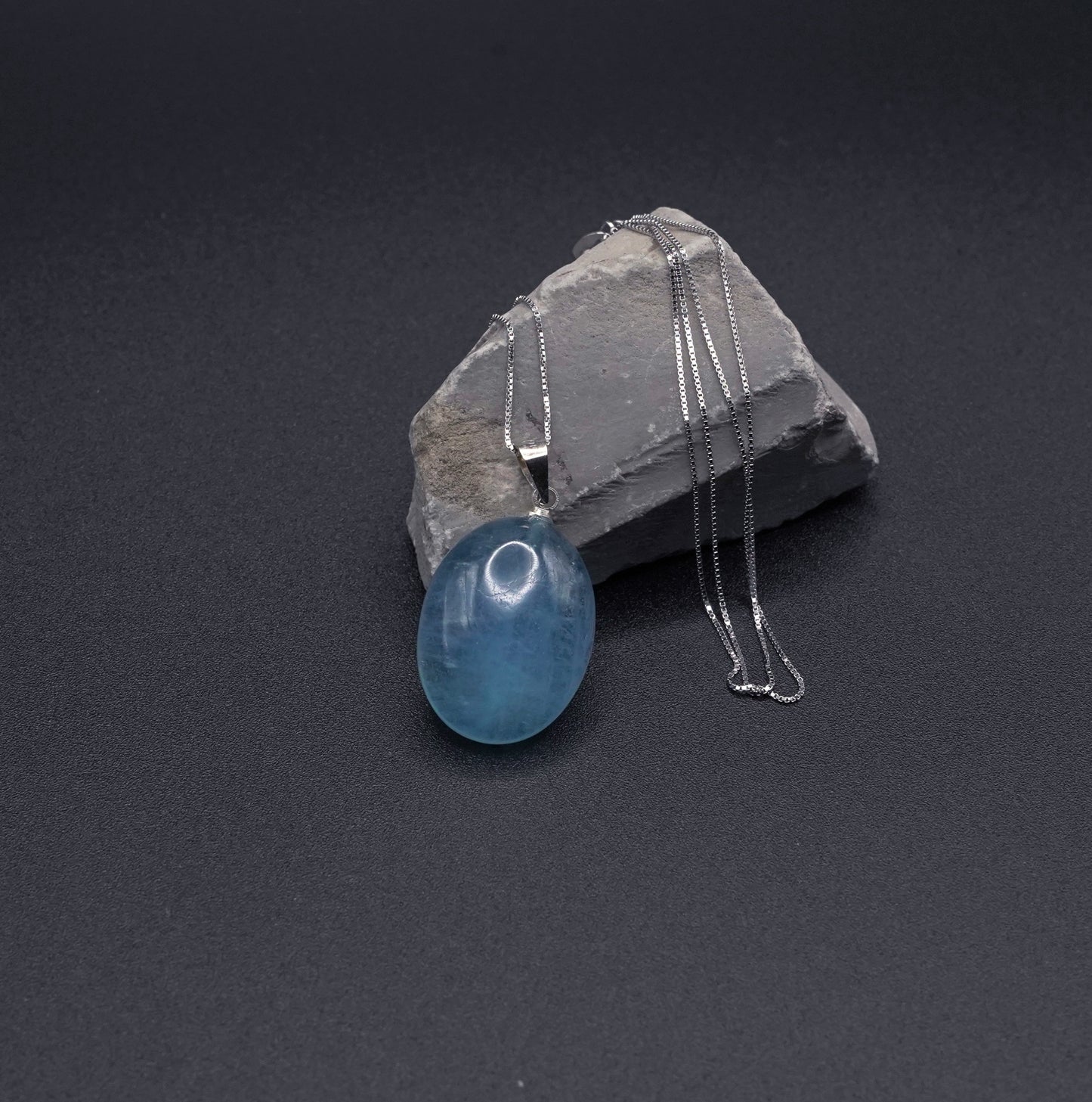 Certified Natural Aquamarine Pendant- S925 Silver – Oval Cut, Polished Finish, Collector Grade