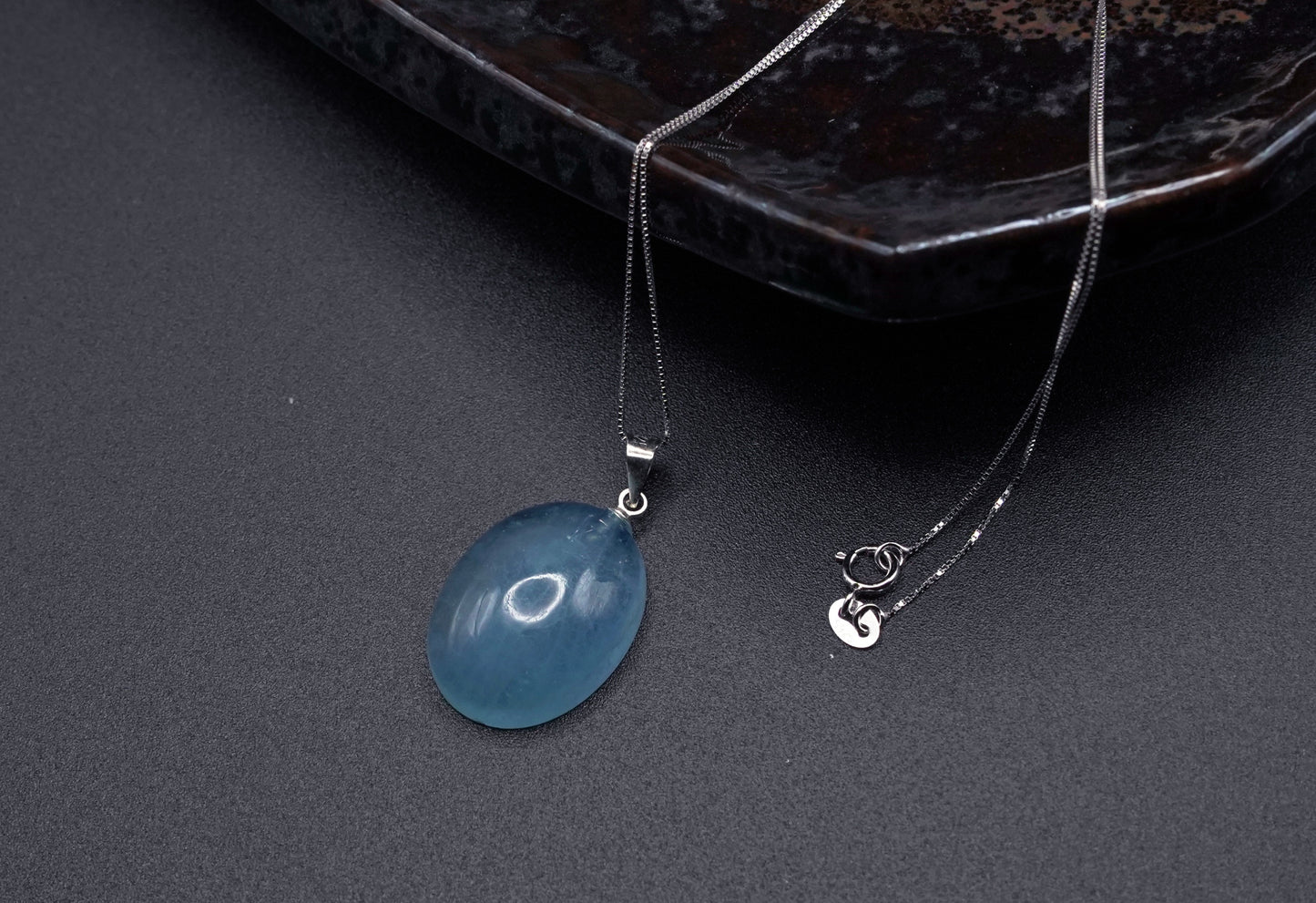 Certified Natural Aquamarine Pendant- S925 Silver – Oval Cut, Polished Finish, Collector Grade