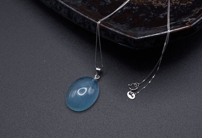 Certified Natural Aquamarine Pendant- S925 Silver – Oval Cut, Polished Finish, Collector Grade