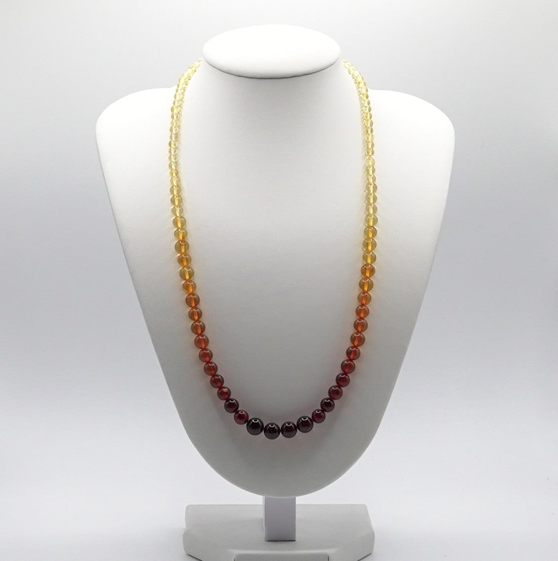 Burmese Amber Gradient Bead Necklace - Certified Natural 
