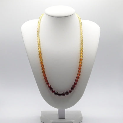 Burmese Amber Gradient Bead Necklace - Certified Natural 