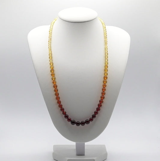 Burmese Amber Gradient Bead Necklace - Certified Natural 