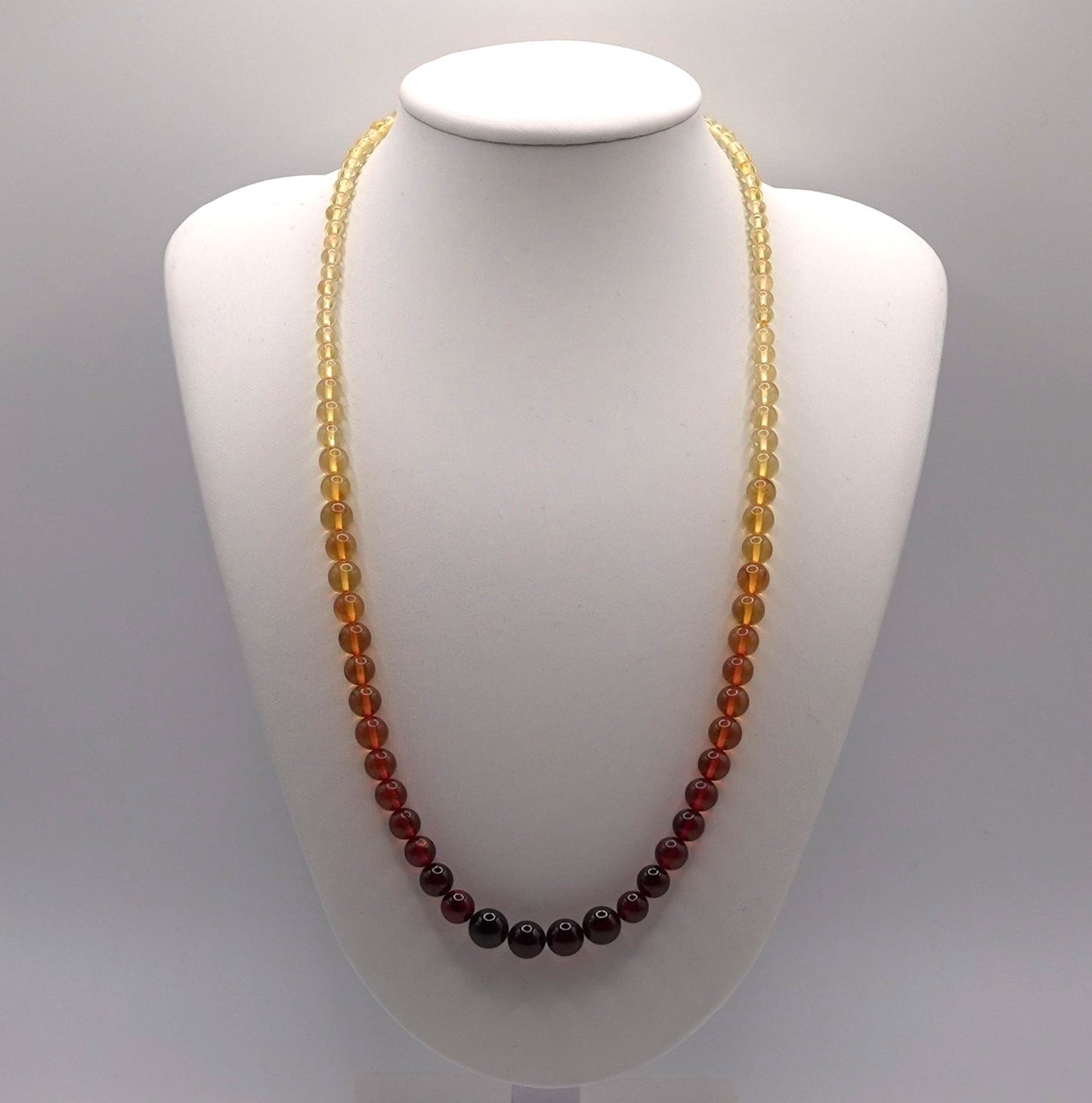 Burmese Amber Gradient Bead Necklace - Certified Natural