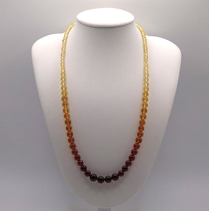 Burmese Amber Gradient Bead Necklace - Certified Natural