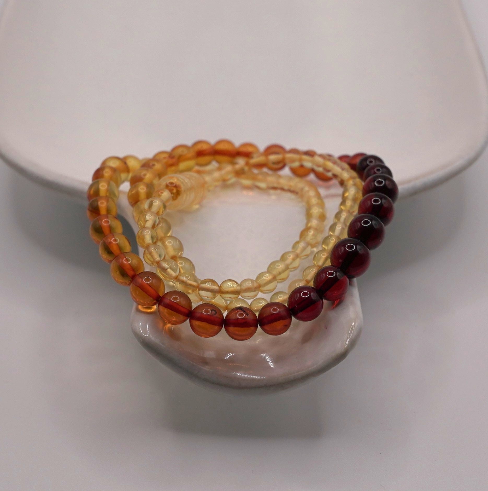 Burmese Amber Gradient Bead Necklace - Certified Natural 