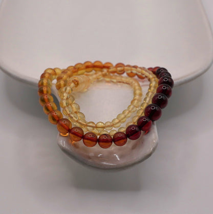 Burmese Amber Gradient Bead Necklace - Certified Natural 