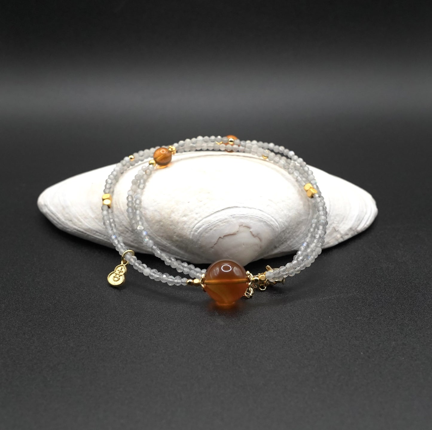Certified Natural Gemstones - Honey Amber w/ Moonstones