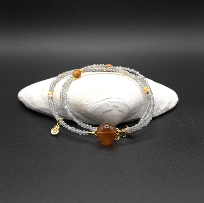 Certified Natural Gemstones - Honey Amber w/ Moonstones