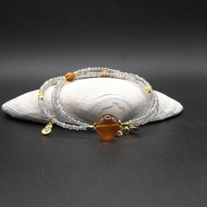 Certified Natural Gemstones - Honey Amber w/ Moonstones