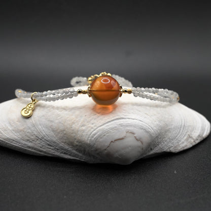 Certified Natural Gemstones - Honey Amber w/ Moonstones