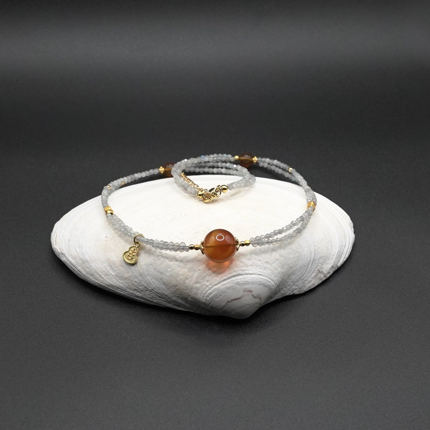 Certified Natural Gemstones - Honey Amber w/ Moonstones