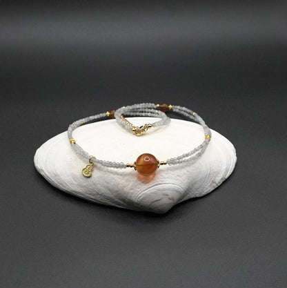 Certified Natural Gemstones - Honey Amber w/ Moonstones