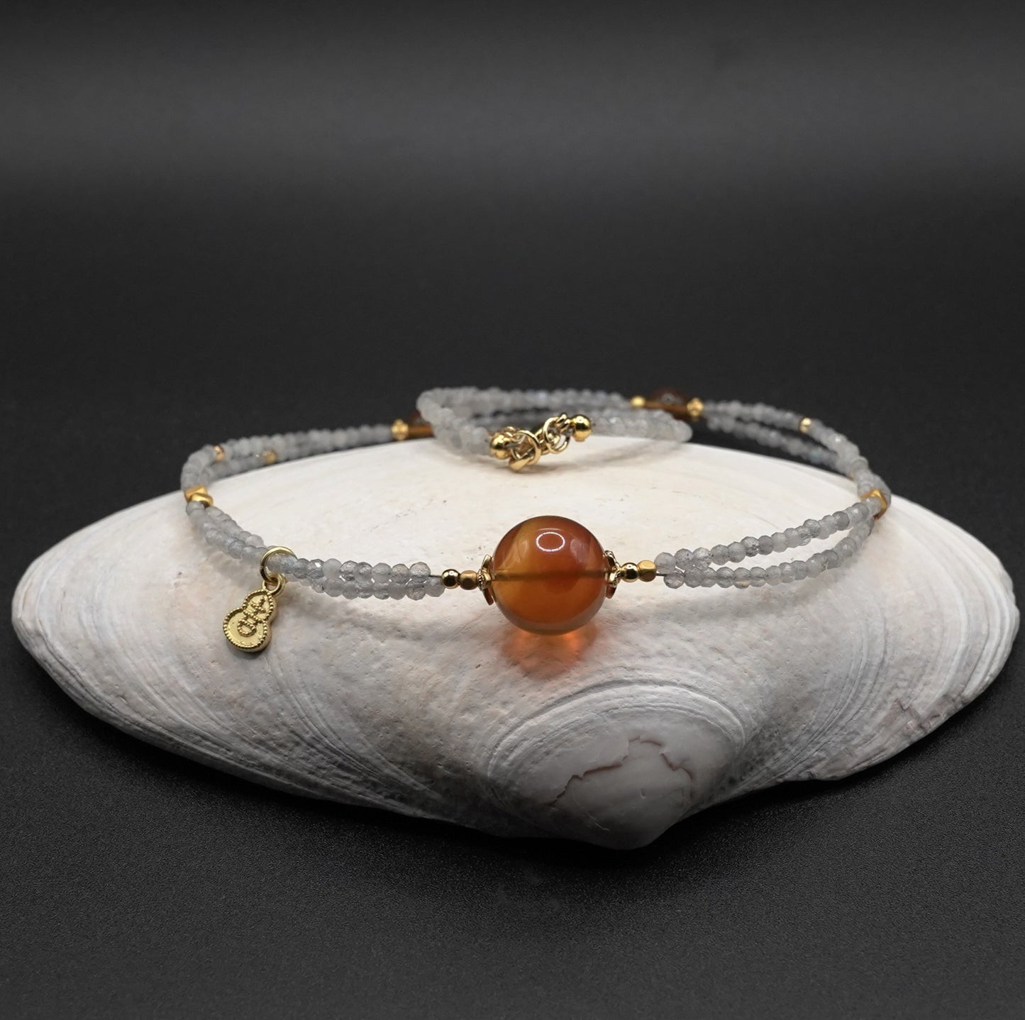 Certified Natural Gemstones - Honey Amber w/ Moonstones