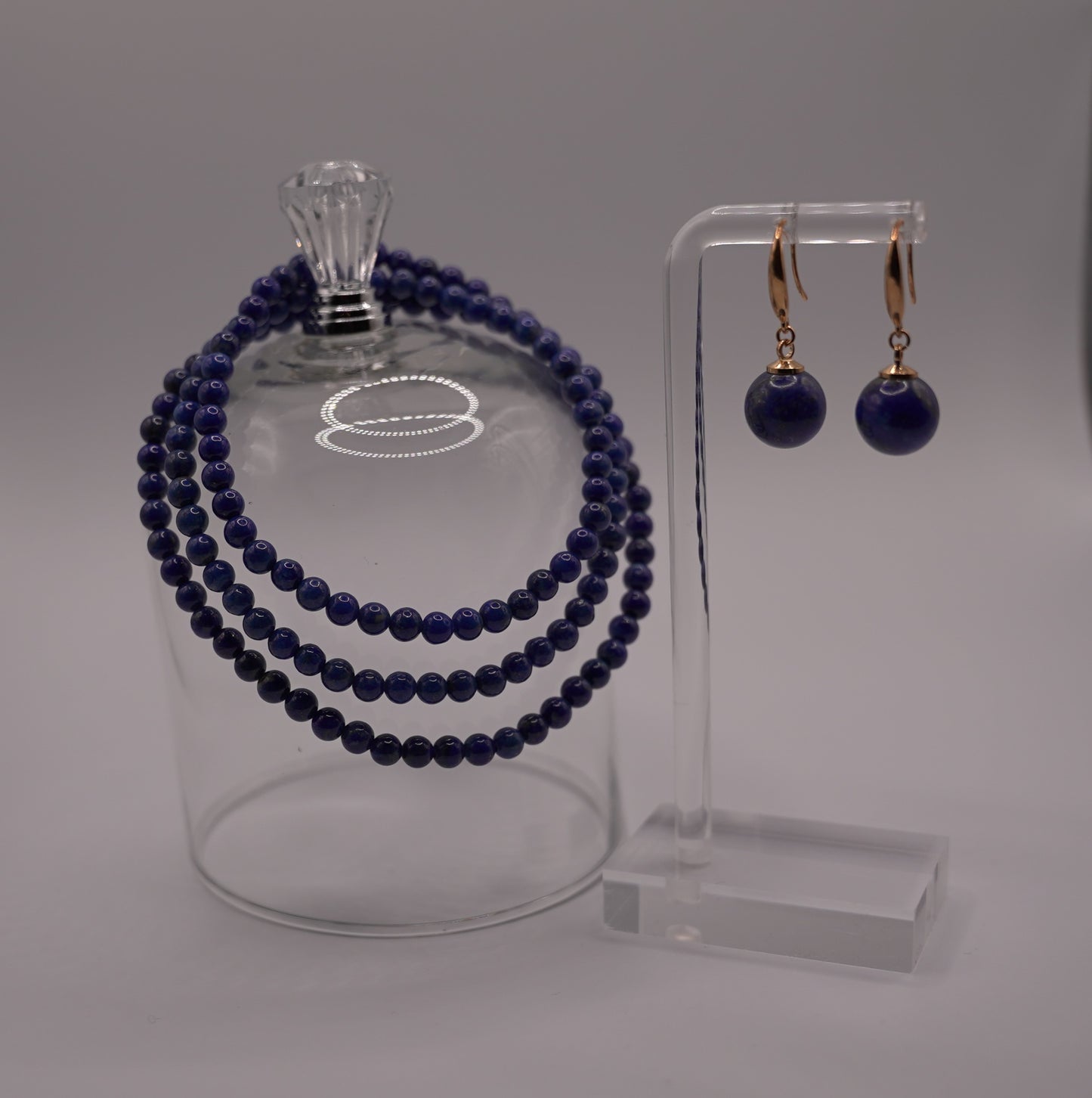 Natural Lapis Lazuli 2- piece Set Bead Necklace and Bracelet