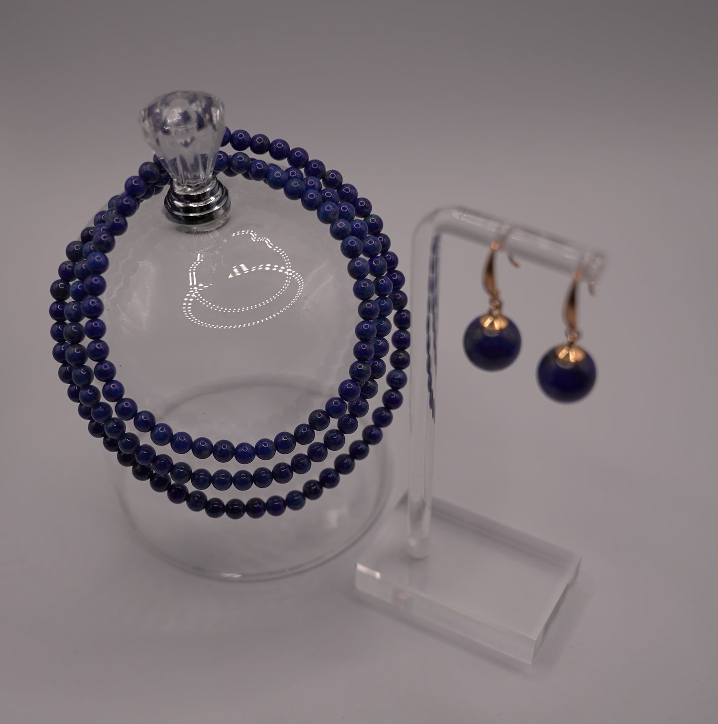Natural Lapis Lazuli 2- piece Set Bead Necklace and Bracelet